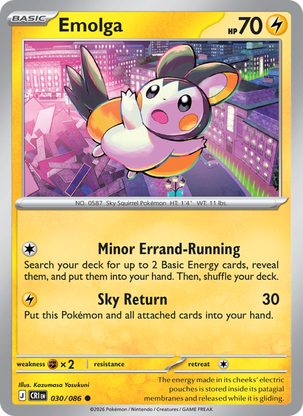 Emolga 30/86 Common | Chaos Rising | Pokemon Card