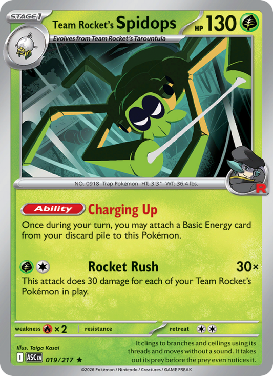 Team Rocket's Spidops 19/217 Rare Holo | Ascended Heroes | Pokemon Card