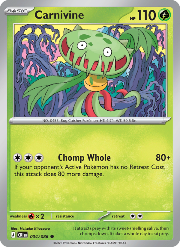 Carnivine 4/86 Common | Chaos Rising | Pokemon Card
