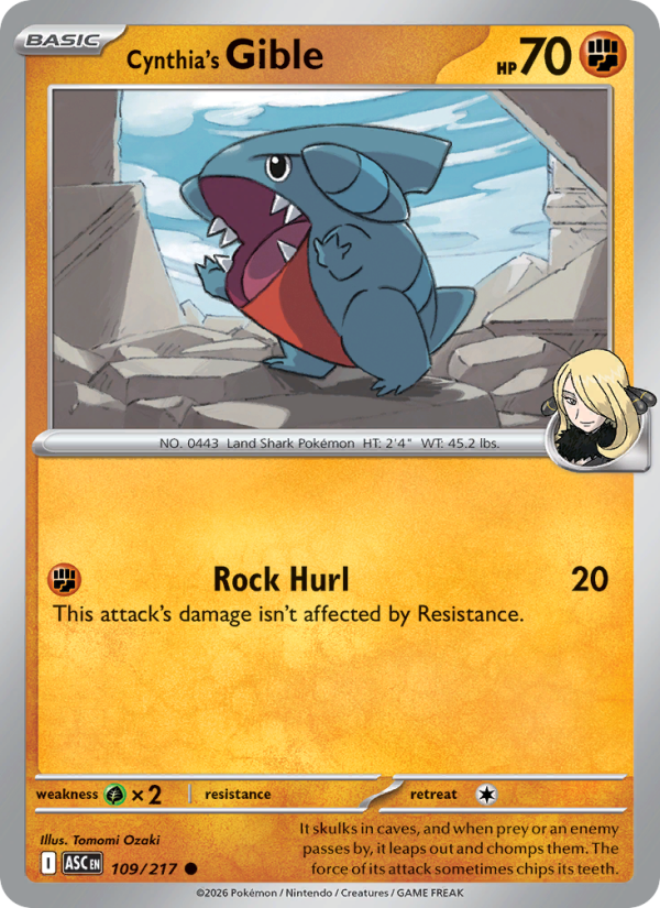 Cynthia's Gible 109/217 Common | Ascended Heroes | Pokemon Card
