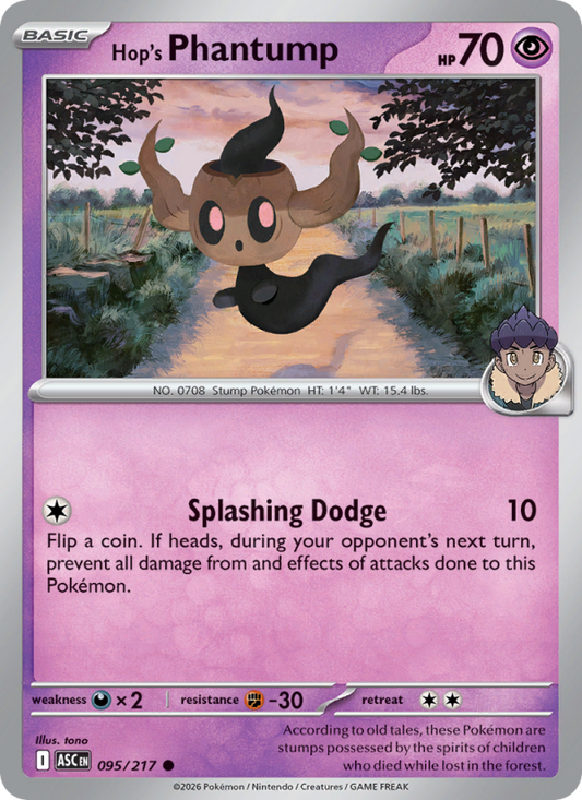 Hop's Phantump 95/217 Common | Ascended Heroes | Pokemon Card