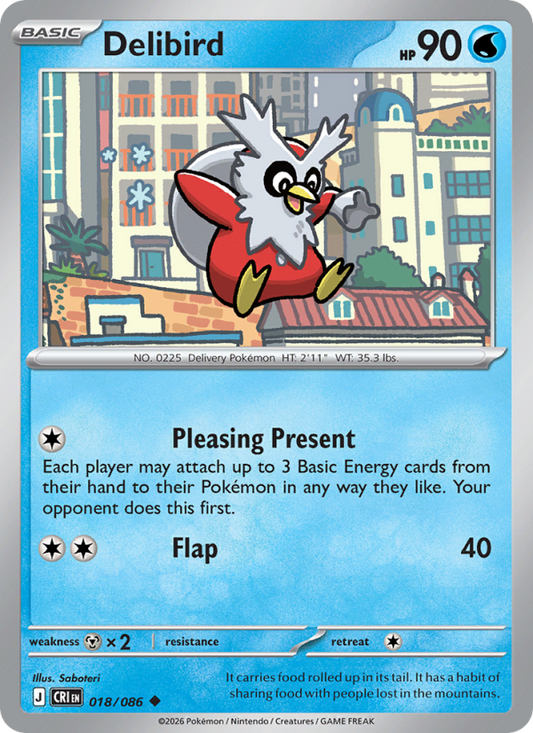Delibird 18/86 Uncommon | Chaos Rising | Pokemon Card