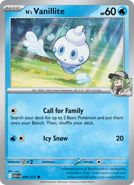 N's Vanillite 49/217 Common | Ascended Heroes | Pokemon Card