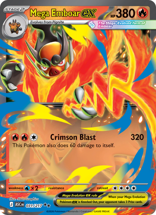 Mega Emboar ex 31/217 Double Rare | Ascended Heroes | Pokemon Card