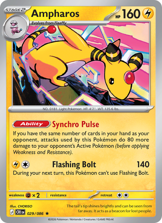Ampharos 29/86 Rare Holo | Chaos Rising | Pokemon Card