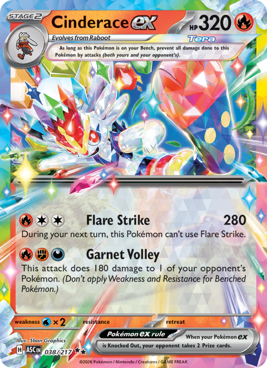 Cinderace ex 38/217 Double Rare | Ascended Heroes | Pokemon Card