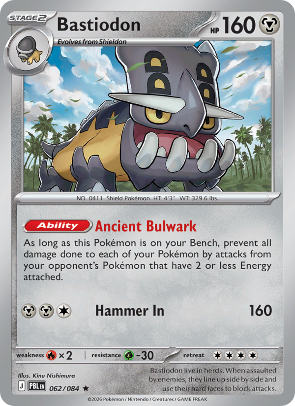 Bastiodon 62/84 Rare Holo | Pitch Black | Pokemon Card