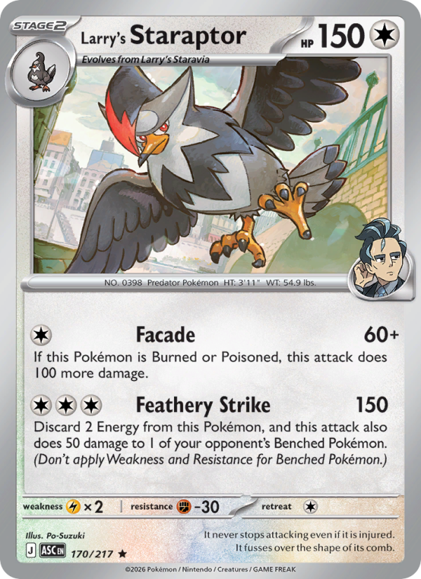 Larry's Staraptor 170/217 Rare Holo | Ascended Heroes | Pokemon Card