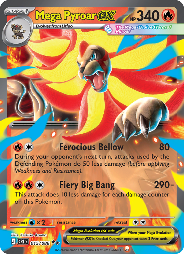 Mega Pyroar ex 15/86 Double Rare | Chaos Rising | Pokemon Card