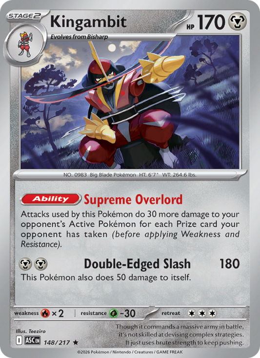 Kingambit 148/217 Rare Holo | Ascended Heroes | Pokemon Card