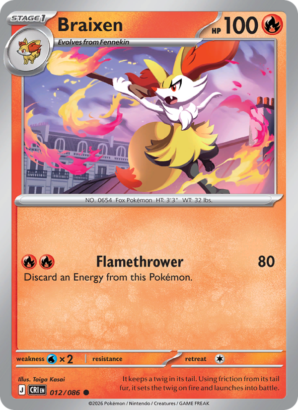 Braixen 12/86 Common | Chaos Rising | Pokemon Card