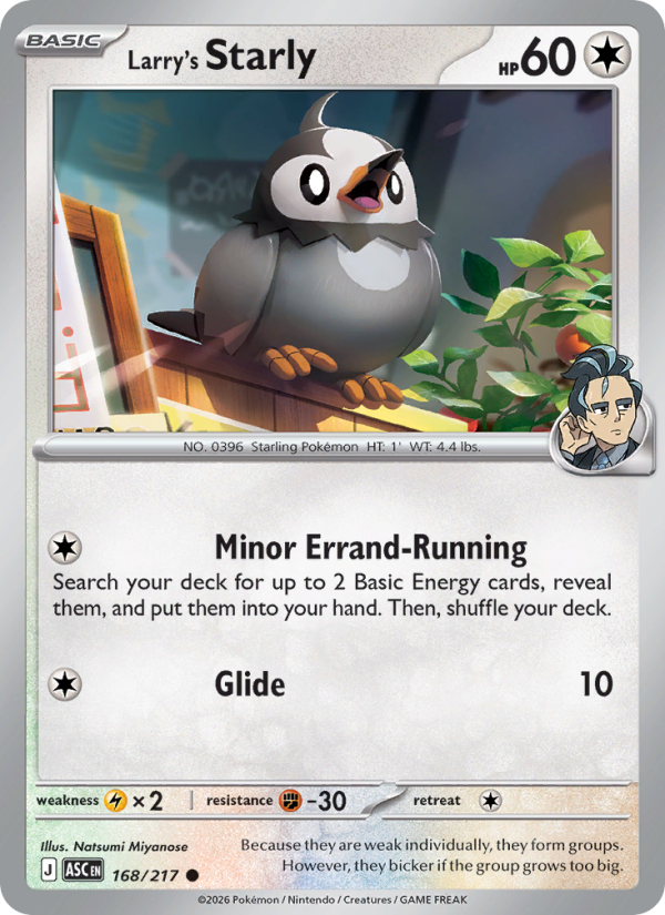 Larry's Starly 168/217 Common | Ascended Heroes | Pokemon Card