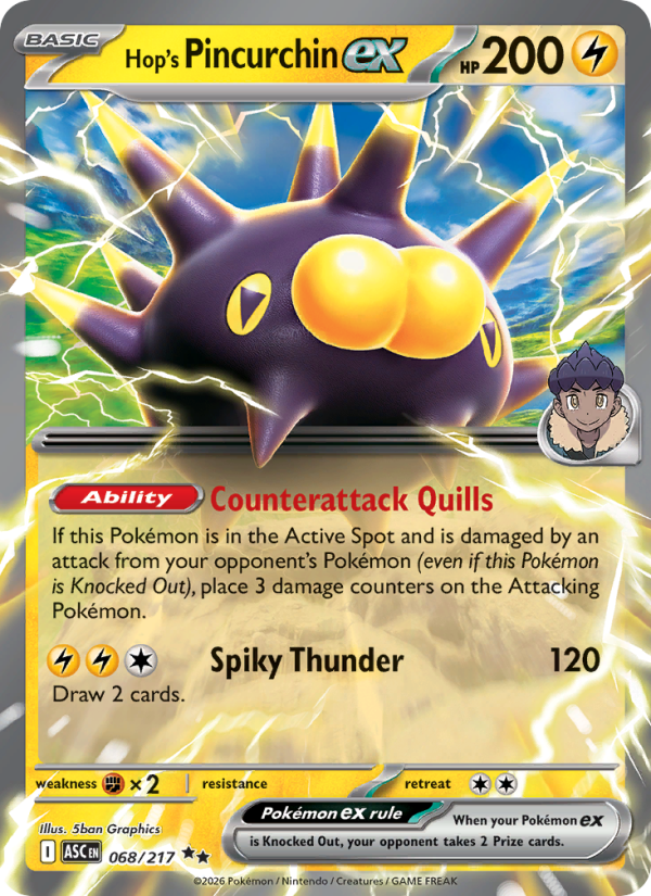 Hop's Pincurchin ex 68/217 Double Rare | Ascended Heroes | Pokemon Card