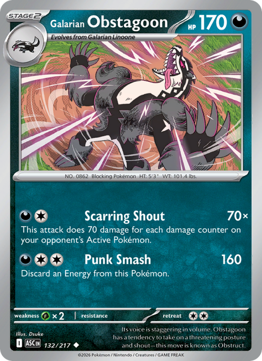 Galarian Obstagoon 132/217 Uncommon | Ascended Heroes | Pokemon Card
