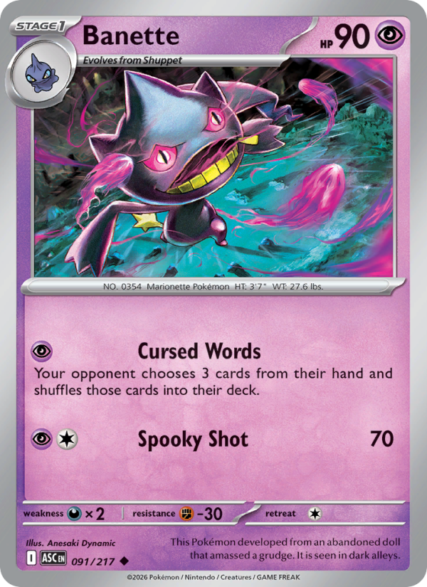 Banette 91/217 Uncommon | Ascended Heroes | Pokemon Card