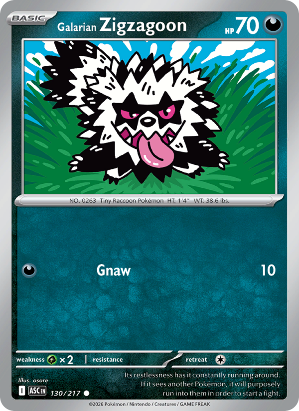 Galarian Zigzagoon 130/217 Common | Ascended Heroes | Pokemon Card