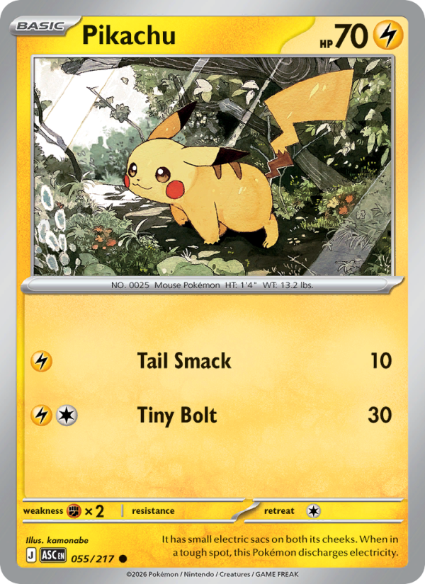 Pikachu 55/217 Common | Ascended Heroes | Pokemon Card