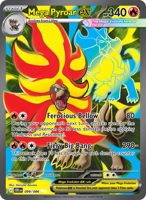 Mega Pyroar ex 99/86 Ultra Rare | Chaos Rising | Pokemon Card