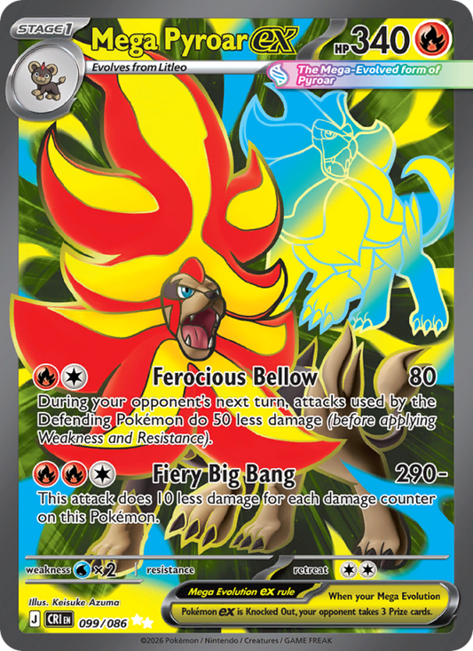 Mega Pyroar ex 99/86 Ultra Rare | Chaos Rising | Pokemon Card