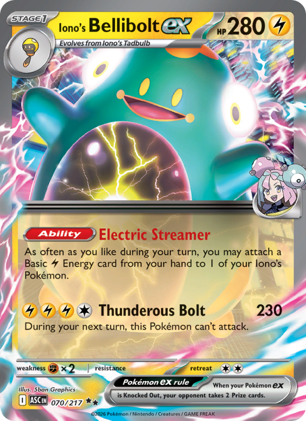 Iono's Bellibolt ex 70/217 Double Rare | Ascended Heroes | Pokemon Card