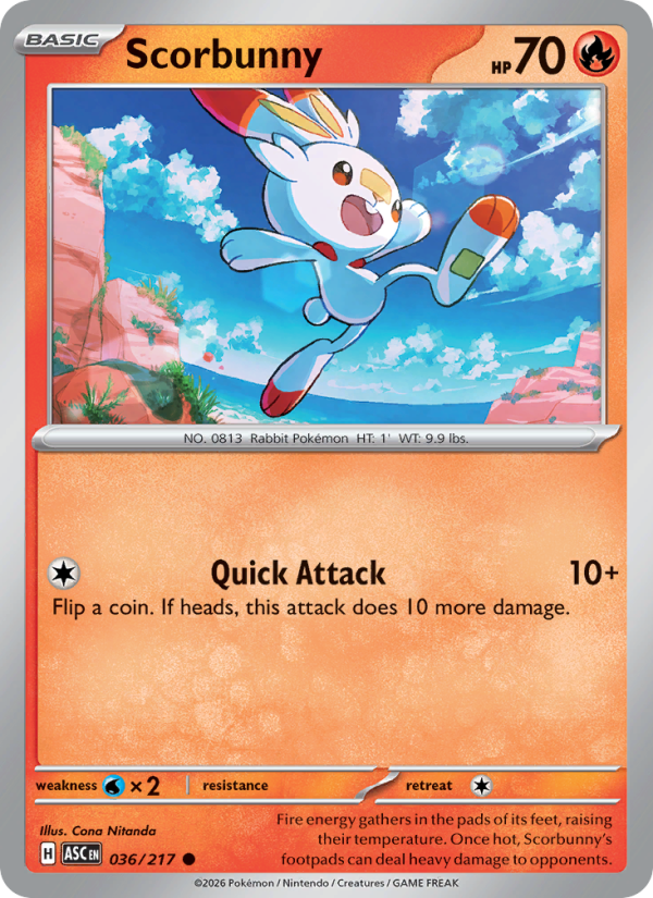 Scorbunny 36/217 Common | Ascended Heroes | Pokemon Card