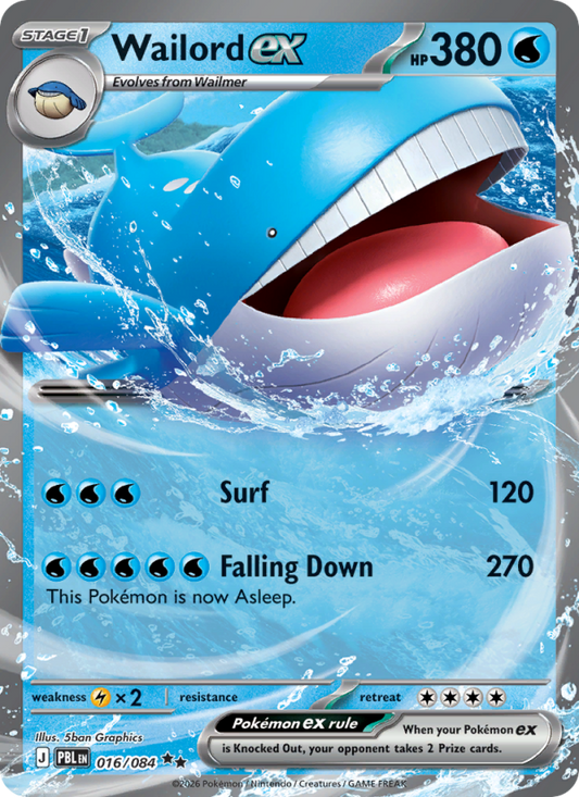 Wailord ex 16/84 Double Rare | Pitch Black | Pokemon Card