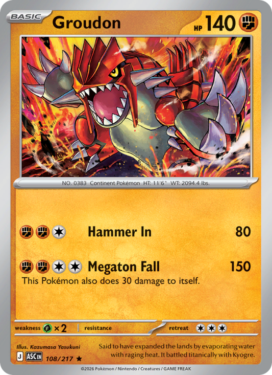 Groudon 108/217 Rare Holo | Ascended Heroes | Pokemon Card