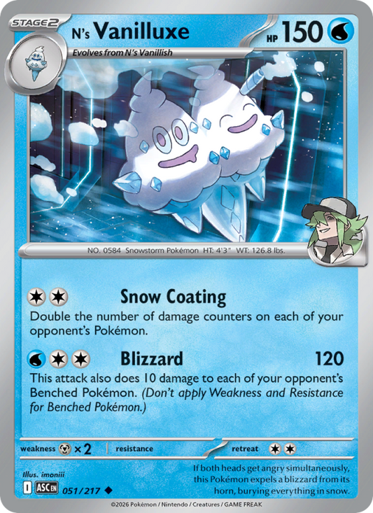 N's Vanilluxe 51/217 Uncommon | Ascended Heroes | Pokemon Card
