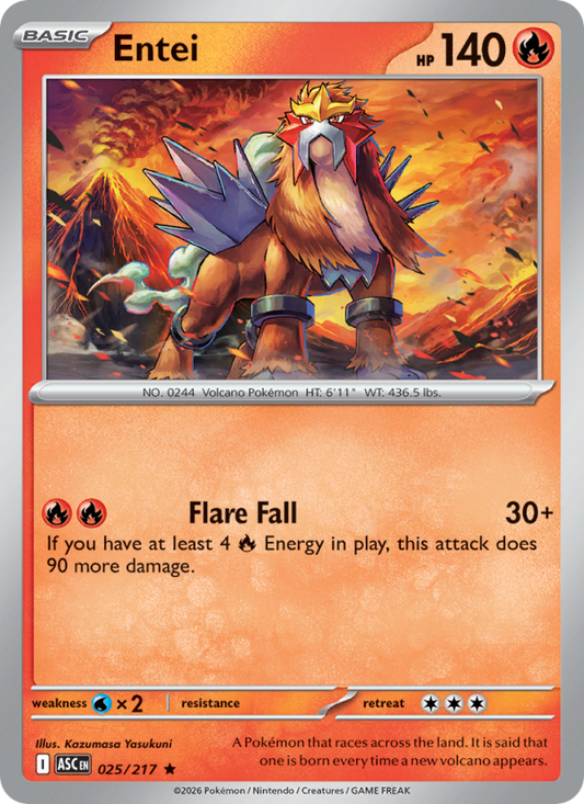 Entei 25/217 Rare Holo | Ascended Heroes | Pokemon Card