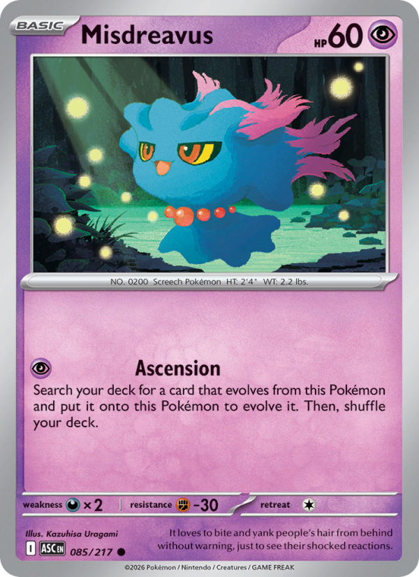 Misdreavus 85/217 Common | Ascended Heroes | Pokemon Card