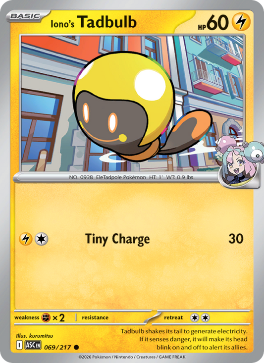 Iono's Tadbulb 69/217 Common | Ascended Heroes | Pokemon Card