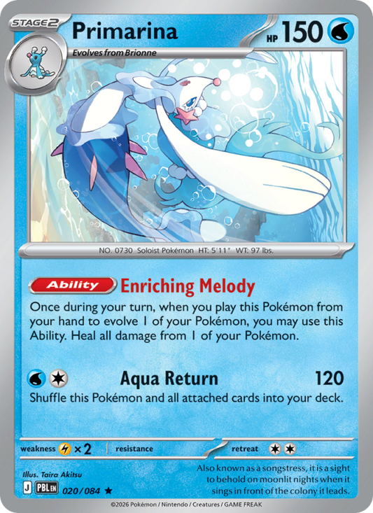 Primarina 20/84 Rare Holo | Pitch Black | Pokemon Card