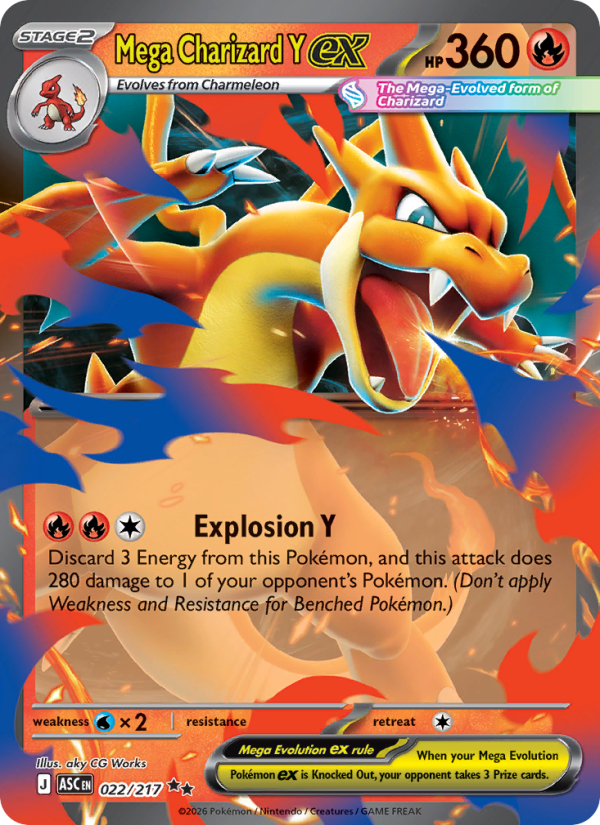 Mega Charizard Y ex 22/217 Double Rare | Ascended Heroes | Pokemon Card