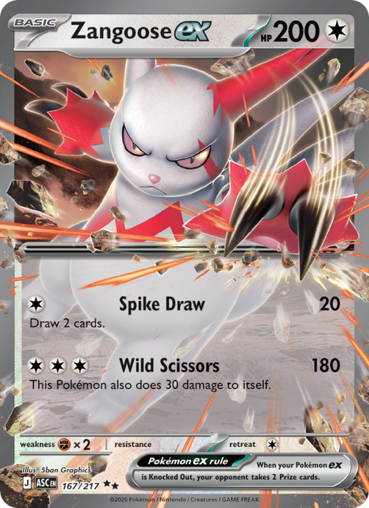 Zangoose ex 167/217 Double Rare | Ascended Heroes | Pokemon Card