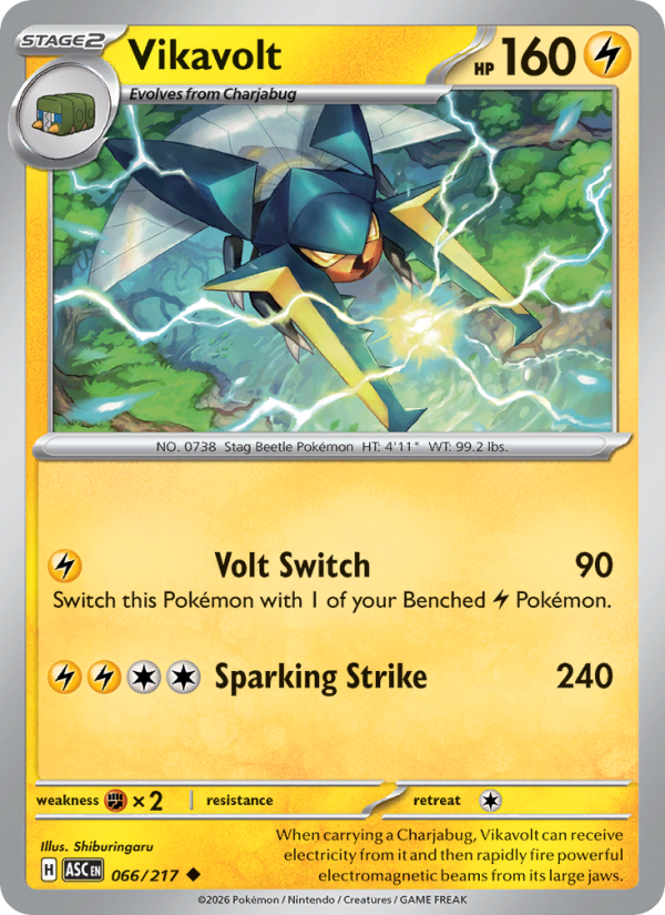Vikavolt 66/217 Uncommon | Ascended Heroes | Pokemon Card