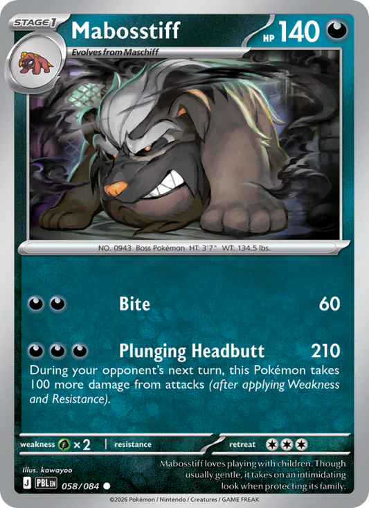 Mabosstiff 58/84 Common | Pitch Black | Pokemon Card