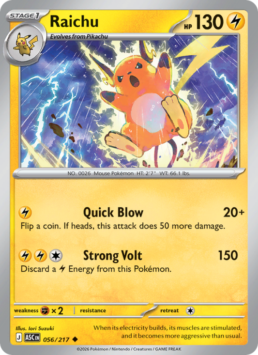 Raichu 56/217 Uncommon | Ascended Heroes | Pokemon Card