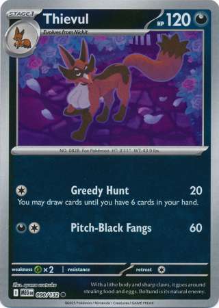 Thievul 90/132 Reverse Holo | Mega Evolution | Pokemon Card