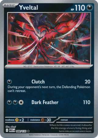 Yveltal 88/132 Reverse Holo | Mega Evolution | Pokemon Card