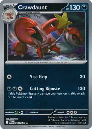 Crawdaunt 85/132 Reverse Holo | Mega Evolution | Pokemon Card