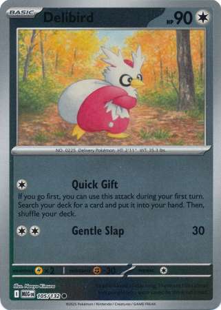 Delibird 105/132 Reverse Holo | Mega Evolution | Pokemon Card