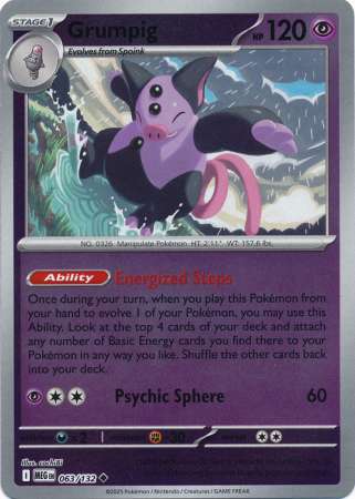 Grumpig 63/132 Reverse Holo | Mega Evolution | Pokemon Card