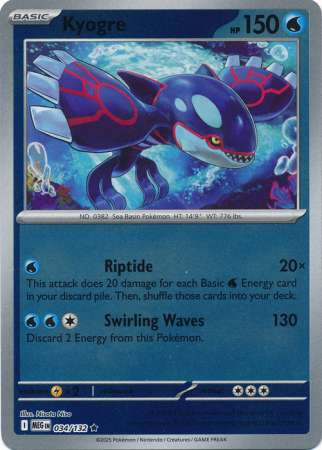 Kyogre 34/132 Reverse Holo | Mega Evolution | Pokemon Card