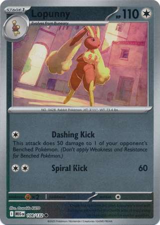 Lopunny 108/132 Reverse Holo | Mega Evolution | Pokemon Card