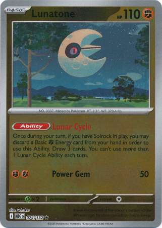 Lunatone 74/132 Reverse Holo | Mega Evolution | Pokemon Card
