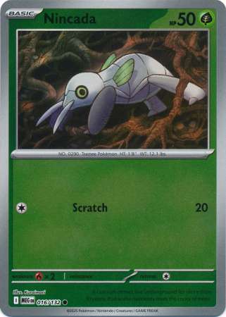 Nincada 16/132 Reverse Holo | Mega Evolution | Pokemon Card
