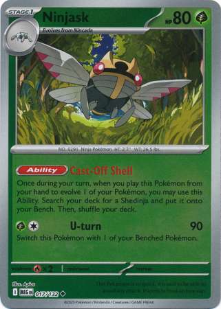Ninjask 17/132 Reverse Holo | Mega Evolution | Pokemon Card