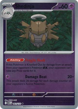 Shedinja 61/132 Reverse Holo | Mega Evolution | Pokemon Card