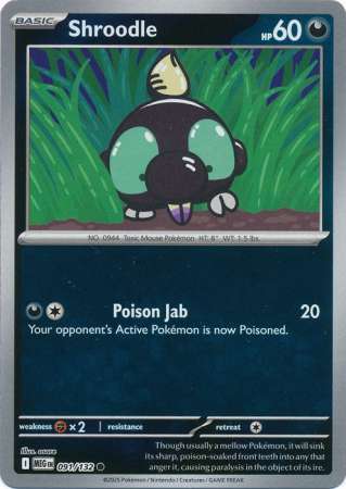 Shroodle 91/132 Reverse Holo | Mega Evolution | Pokemon Card