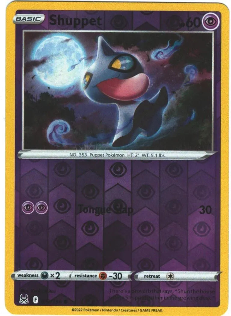 Shuppet 72/196 Reverse Holo | Lost Origin | Pokemon Card